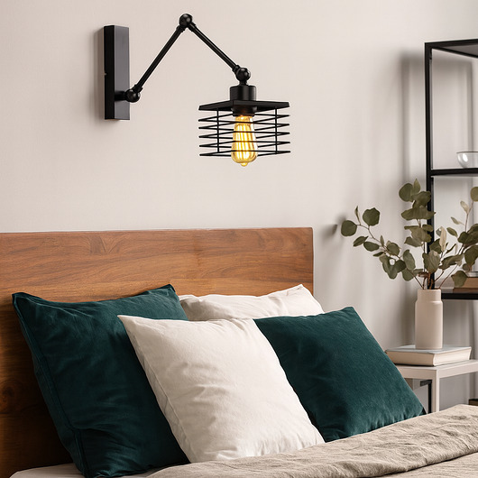 kinkiety Loftowy kinkiet na wysięgniku regulowanym ALCAMO LOFT do czytania w sypialni