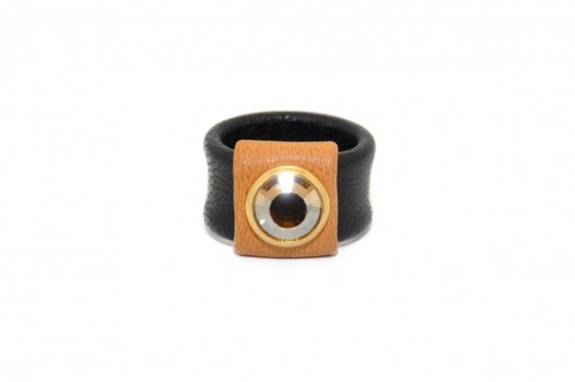 Leather Ring with Gold kryształ Swarovski Crystal Joccos Design