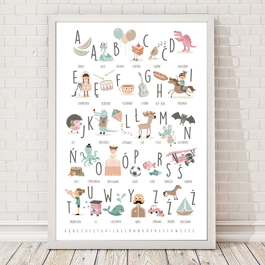 obrazy i plakaty do pokoju dziecięcego Plakat z polskim alfabetem 3. 30x40 cm