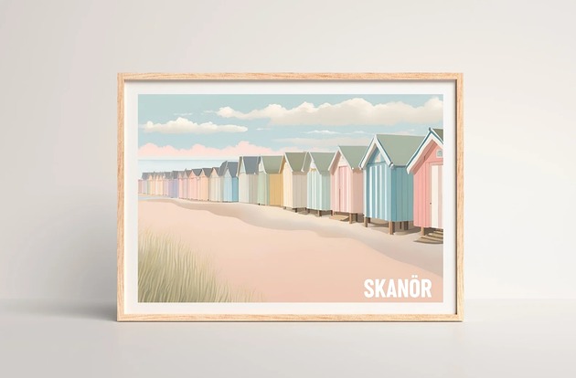 plakaty Skanor PLAKAT pastelowy ilustracja  plaża morski