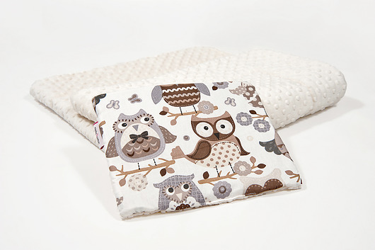 Podusia do wózka - sowy ecru - 23x30 cm Minky and Cotton