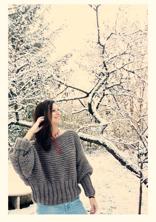 swetry damskie  Brązowy sweter handmade moher z wełną