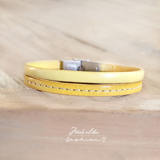 Bransoletka skórzana - YELLOW Makaliboo