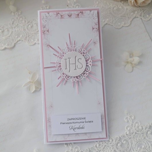 zaproszenia na komunię Zaproszenie komunijne dla dziewczynki personalizowane