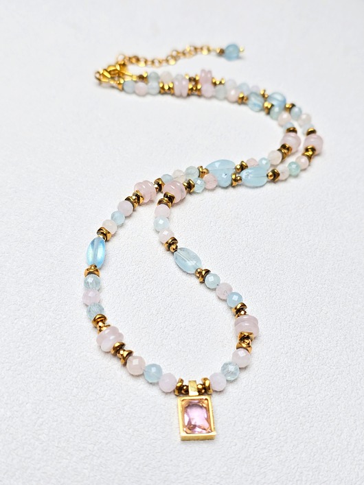 złote naszyjniki Delikatny Naszyjnik Pastelowe Kwarce