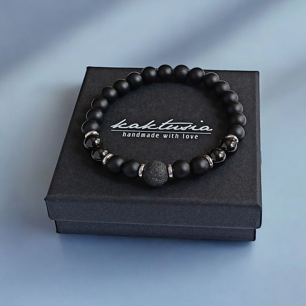 biżuteria męska OCHRONA, SIŁA, ENERGIA :: turmalin, onyks, lawa