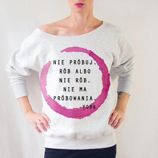 Nie próbuj Gruby Oversize Podszyty dekolt Z ONE MUG A DAY