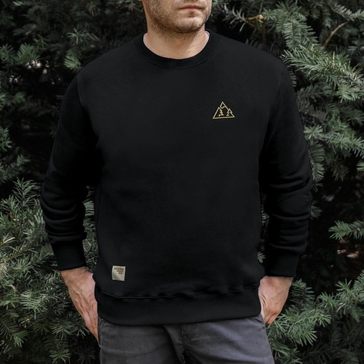 bluzy męskie Bluza męska  crewneck z haftem SZCZYT czarna