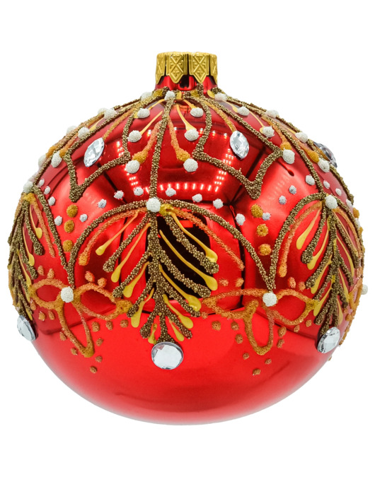 bombki Bombki okrągłe czerwone: złota gałązka