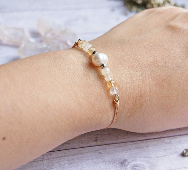 bransoletki z kamieni naturalnych Amulet - cytryn & perła - OBFITOŚĆ