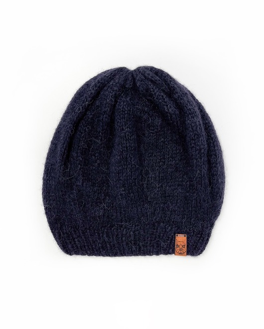 czapki damskie Granatowa czapka beretowa z alpaki Parisian