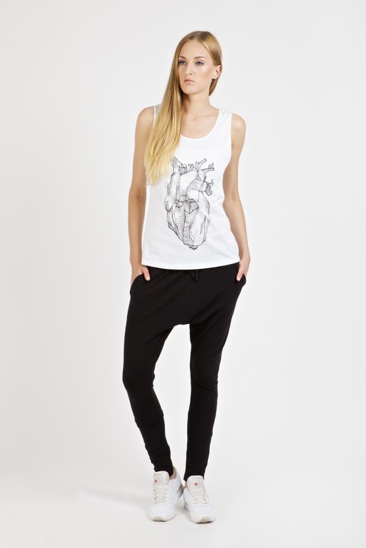 Tanktop damski biały 'serce' NoExcuse