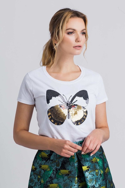 t-shirt damskie Koszulka z motylem