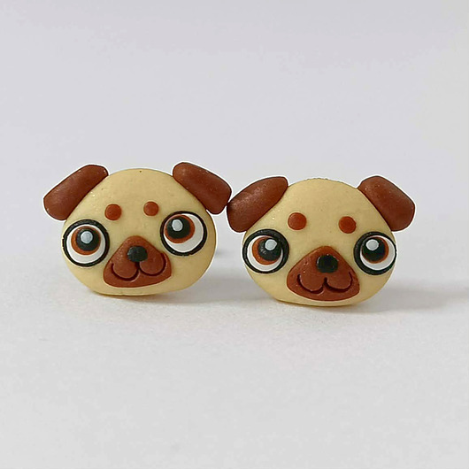 kolczyki z masy plastycznej Kolczyki Pieski Buldog Francuski