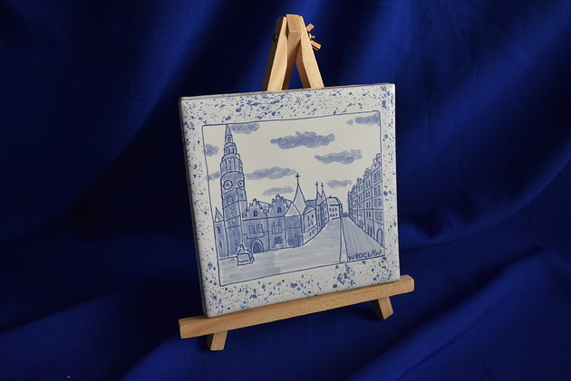 podkładki do kuchni Kafel ręcznie malowany Wrocław Ratusz