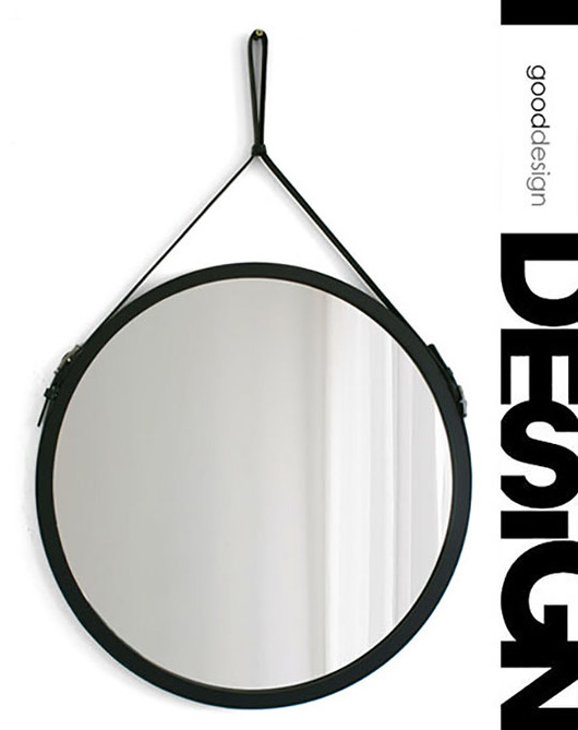 Lustro Scandi na skórzanym pasku, na wymiar gieradesign