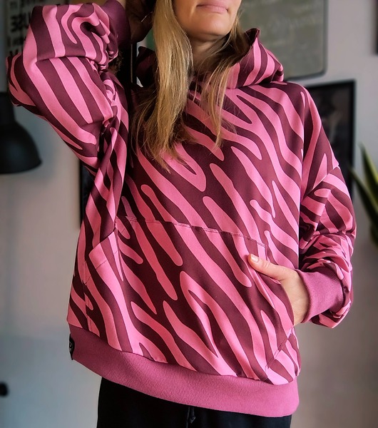 bluza z kapturem damska Bluza Zebra-róż