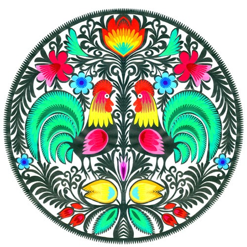 duże KOGUTY ŁOWICKIE II (dla Ewy) na ludowo