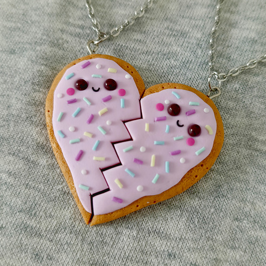 naszyjniki - inne Różowy Naszyjnik Serce Naszyjnik 2 Połówki Serca