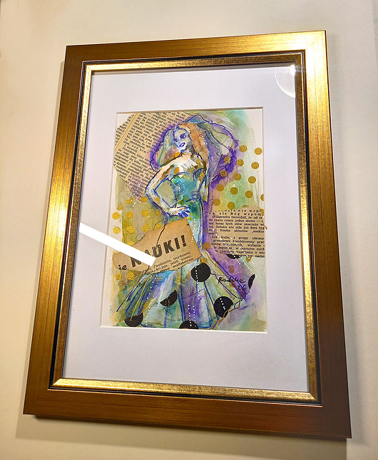 obrazy Hania 3 - akwarela mixmedia unikat w oprawie