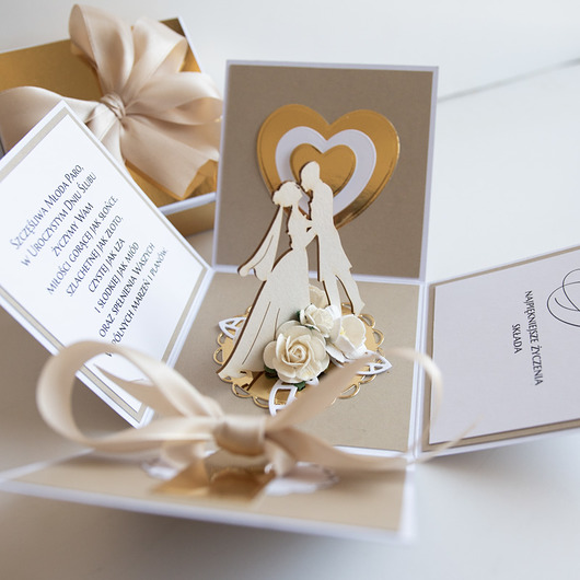 zaproszenia i kartki na ślub Pamiątka ślubu, exploding box, kartka