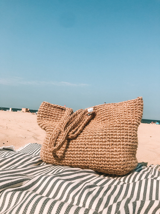 torby na ramię Torba kosz ze sznurka jutowego beżowa