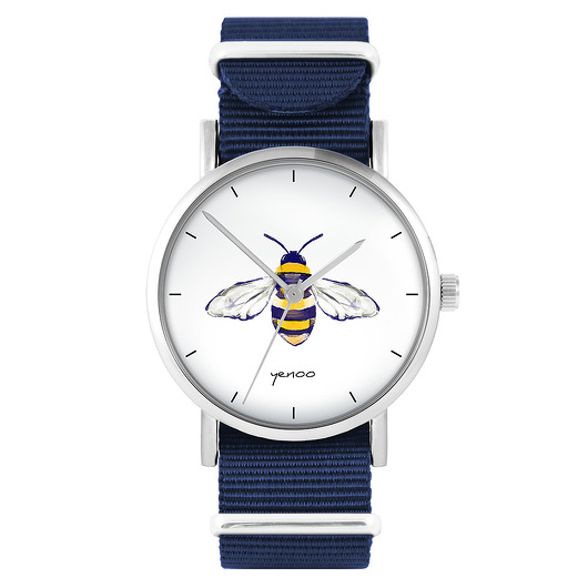 zegarki unisex Zegarek - Pszczoła - granatowy, nylonowy