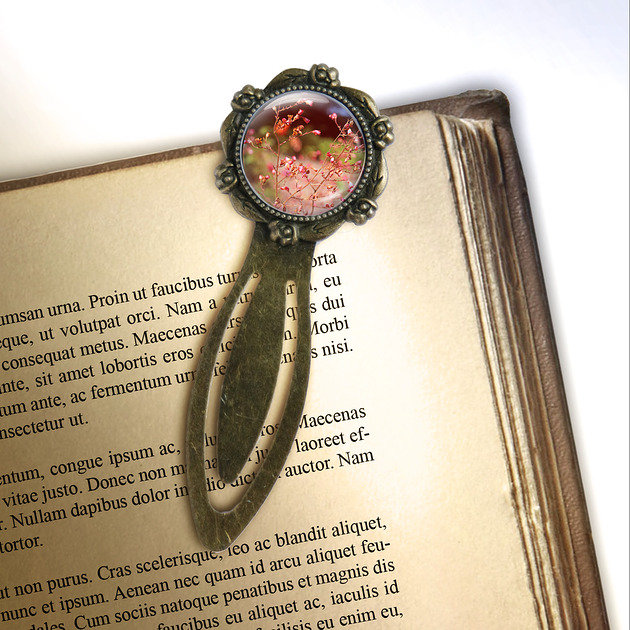 zakładki do książek Zakładka do książki - Lato, kwiaty - klips, brąz