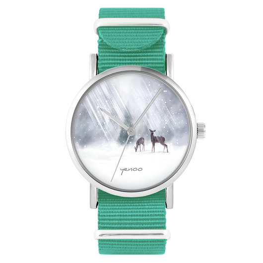 zegarki damskie Zegarek - Sarenki - turkusowy, nylonowy