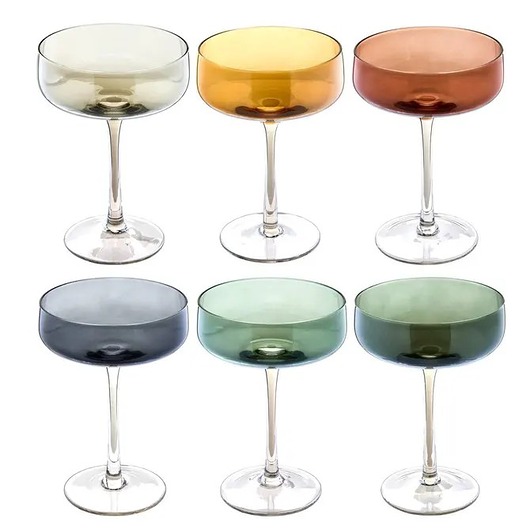 szklanki i kieliszki Zestaw 6 kieliszków do szampana Lucia, 250 ml, wielokolorowe