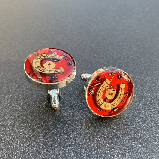 spinki do mankietów Spinki - Steam dream - Horseshoe - red