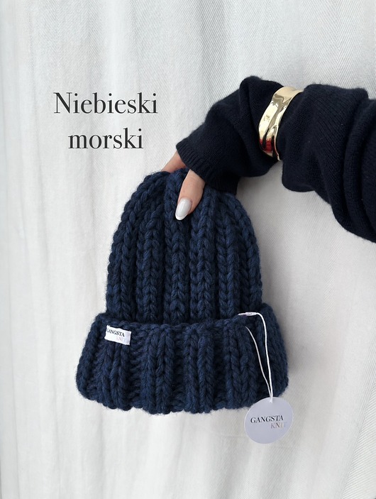 czapki damskie Czapka Nordic 100% wełna *niebieski morski*