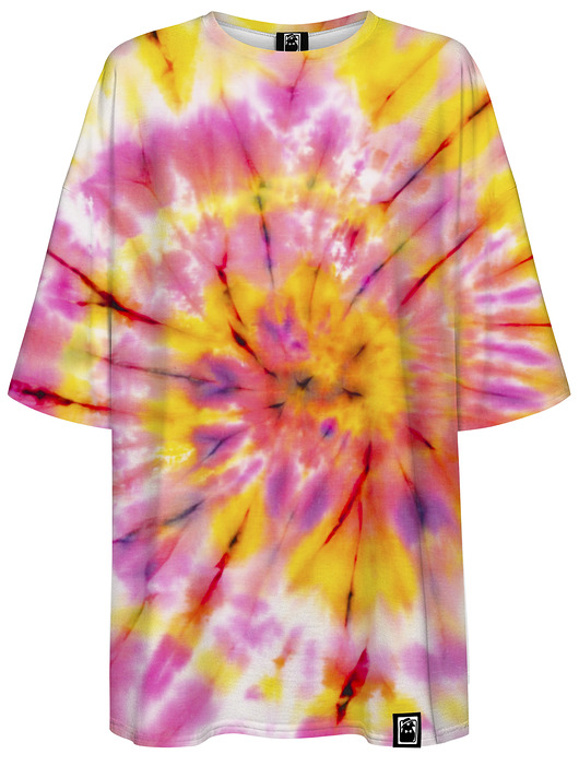 t-shirt damskie DR.CROW T-shirt Damski Oversize Tie Die Pink