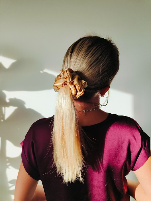 gumki do włosów Gumka jedwabna, scrunchie, frotka warm gold MAXI