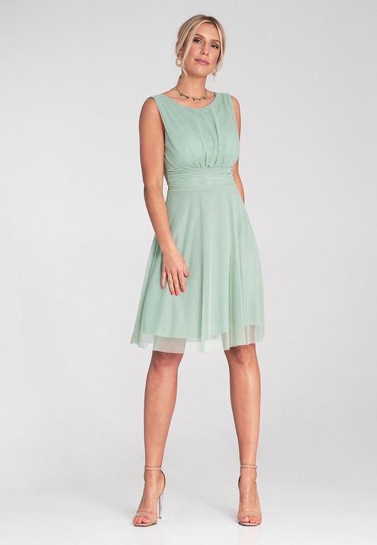 sukienki midi damskie Elegancka sukienka koktajlowa midi bez rękawów z wycięciem na plecach - M1208