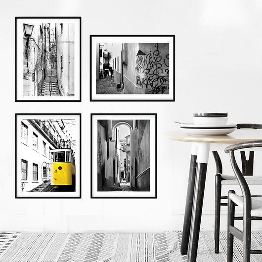 4 plakaty uliczki Lizbony(1)w ramkach Poster Gallery Wall