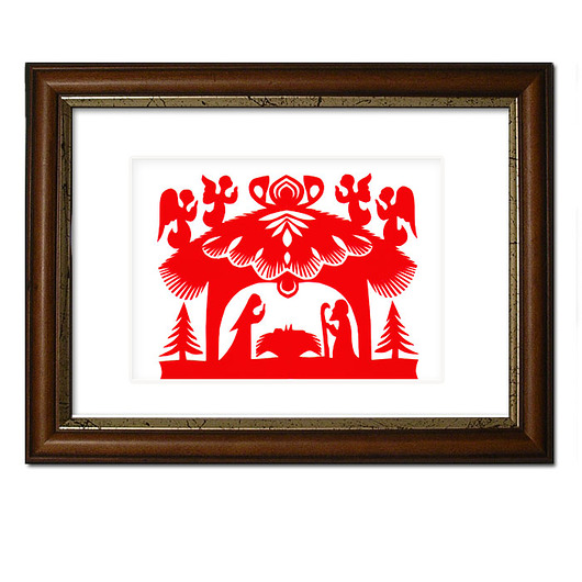 Stajenka Betlejemska - KURPIE PAPERCUT ARTWORK na ludowo