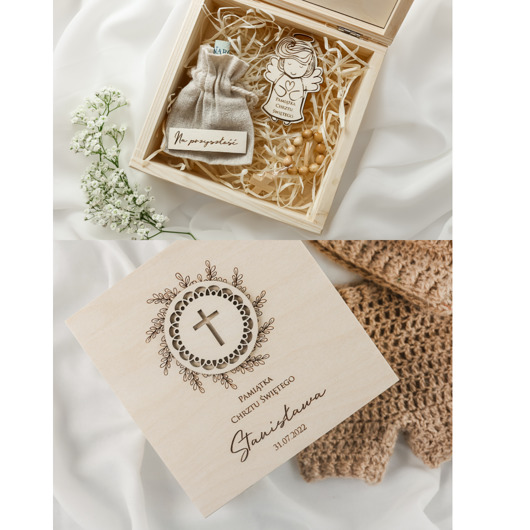 akcesoria na chrzest BOX Pamiątka Chrztu Świętego ZESTAW NA CHRZEST