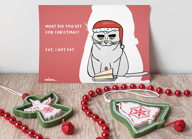 kartki okolicznościowe - wydruki Fat Christmas  - Humorystyczna Kartka na Boże Narodzenie
