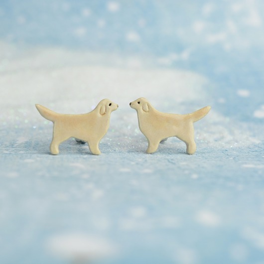 kolczyki ceramiczne Golden retriever mini pieski- ceramiczne sztyfty