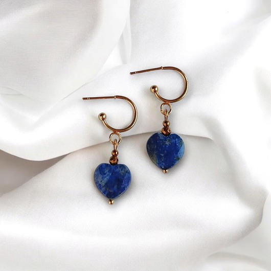 kolczyki z kamieniami Kolczyki serduszka LAPIS LAZULI : wyjątkowy prezent