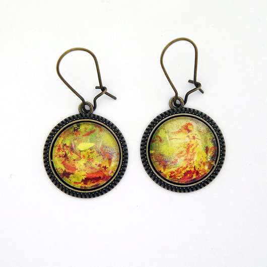 kolczyki szklane Kolczyki - Jesień, liście - wiszące