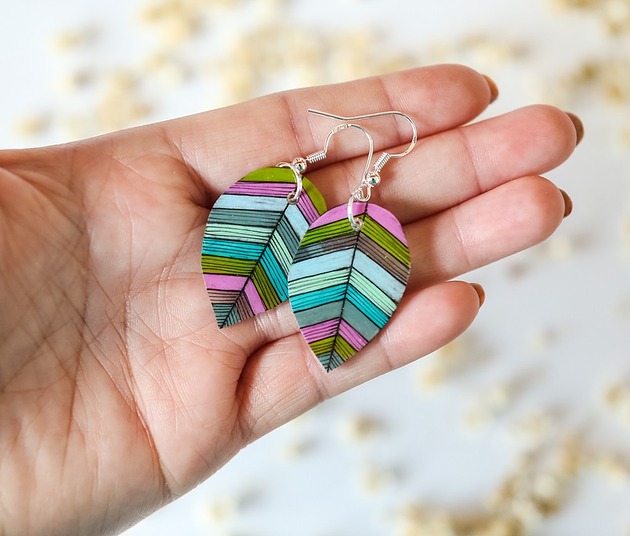 kolczyki szklane Kolczyki srebrne Listki Laponia