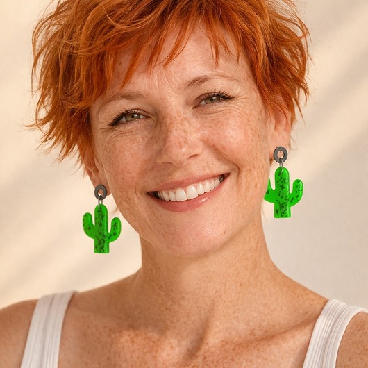 kolczyki z żywicy Kolczyki z żywicy : KAKTUSY : neon green