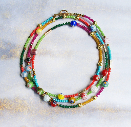 korale UNIKATOWY sznur kamieni 120cm : korale : naszyjnik : SUMMER