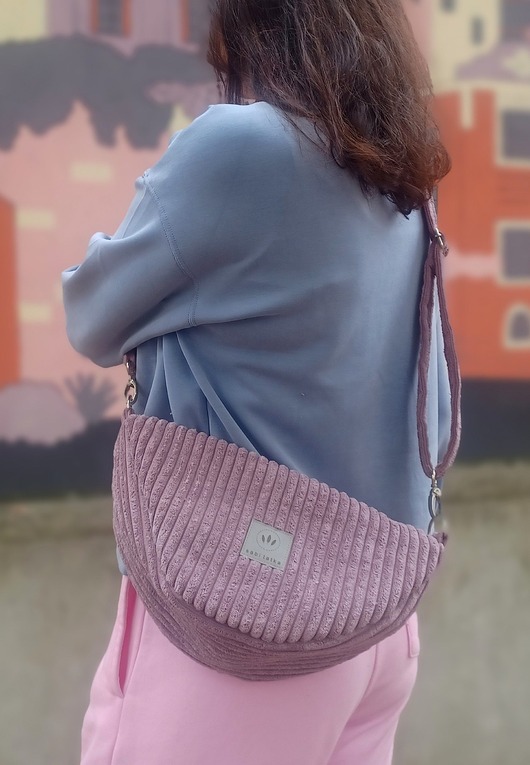 saszetka nerka Banana sztruksowa torebko nerka Wrzosowa