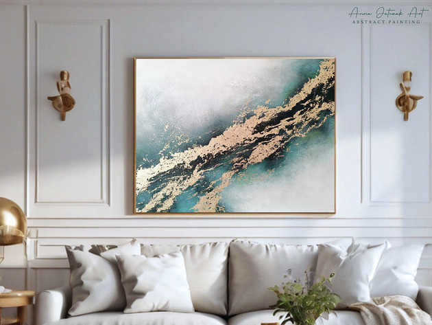 obrazy BLASK NATURY  Ręcznie malowany obraz ze złotem 100x70 cm