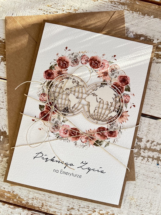 kartki scrapbooking Kartka ręcznie robiona z okazji emerytury duża a5