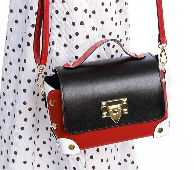 torby na ramię Torebka Skórzana - 3 kolory - crossbody , ozdobne nity (7044)