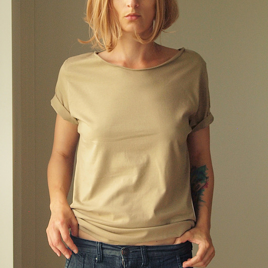 t-shirt damskie Ciemnopiaskowy Zgaszony Oversize